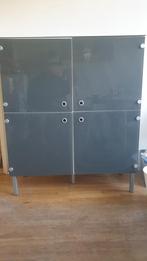 Design dressoir kast met glazen deuren, Design chroom pootjes, 100 tot 150 cm, Verzenden, 100 tot 150 cm
