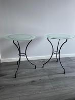 2 Glazen Bijzettafeltjes/Nachtkastjes, Huis en Inrichting, Tafels | Bijzettafels, Ophalen, Minder dan 45 cm, Minder dan 55 cm