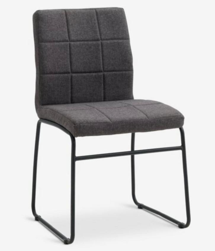2x Eetkamerstoel HAMMEL - Grijze stof, zwart frame - ZGAN, Huis en Inrichting, Stoelen, Zo goed als nieuw, Twee, Stof, Grijs, Ophalen of Verzenden