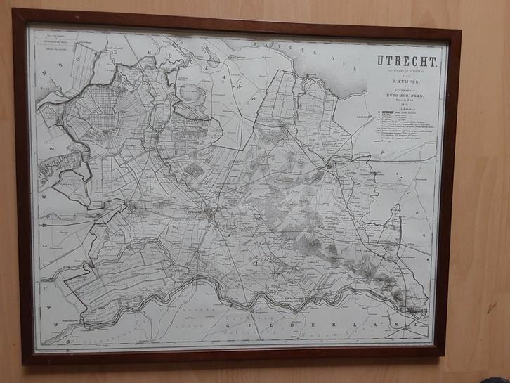 Oude kaart van Utrecht, 1879, Boeken, Atlassen en Landkaarten, Zo goed als nieuw, Landkaart, Nederland, 1800 tot 2000, Ophalen of Verzenden