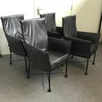 4 Montis Chaplin design stoelen modern bruin leer, Ophalen, Gebruikt, Bruin, Leer