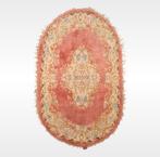 Handmade Aubusson pink roses ovaal tapijt wol 126x210cm, Huis en Inrichting, Stoffering | Tapijten en Kleden, Gebruikt, 100 tot 150 cm