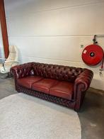 Oxblood rood chesterfield bank 3 zits bankstel leren bank, Antiek en Kunst, Antiek | Meubels | Stoelen en Banken, Verzenden