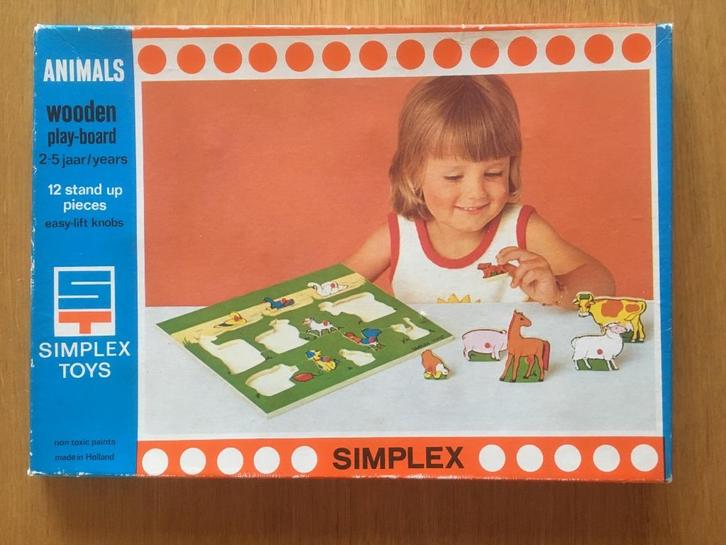 Antieke houten boerderij / dieren- puzzel, Kinderen en Baby's, Speelgoed | Kinderpuzzels, Gebruikt, 6 maanden tot 2 jaar, Minder dan 10 stukjes