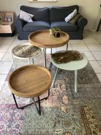 Set van 4 Salon/Bijzettafels, Huis en Inrichting, Tafels | Bijzettafels, Minder dan 45 cm, Minder dan 55 cm, Gebruikt, Rond