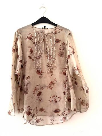 Massimo Dutti beeldige bruin beige dessin blouse 40/42 CHCS beschikbaar voor biedingen