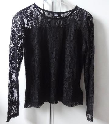 Nieuwe zwart kanten top longsleeve met ondershirt maat 158 beschikbaar voor biedingen