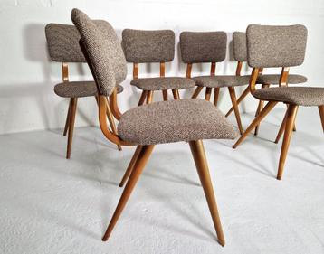 Set van 6 Mid-Century eetkamerstoelen beschikbaar voor biedingen