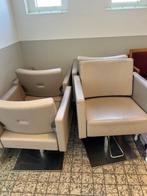 4 crèmekleurige/beige kappersstoelen, Huis en Inrichting, Stoelen, Ophalen, Gebruikt, Overige kleuren, Metaal