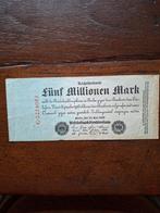 5 Miljoen Mark - Inflatiebiljet 1923, Ophalen of Verzenden