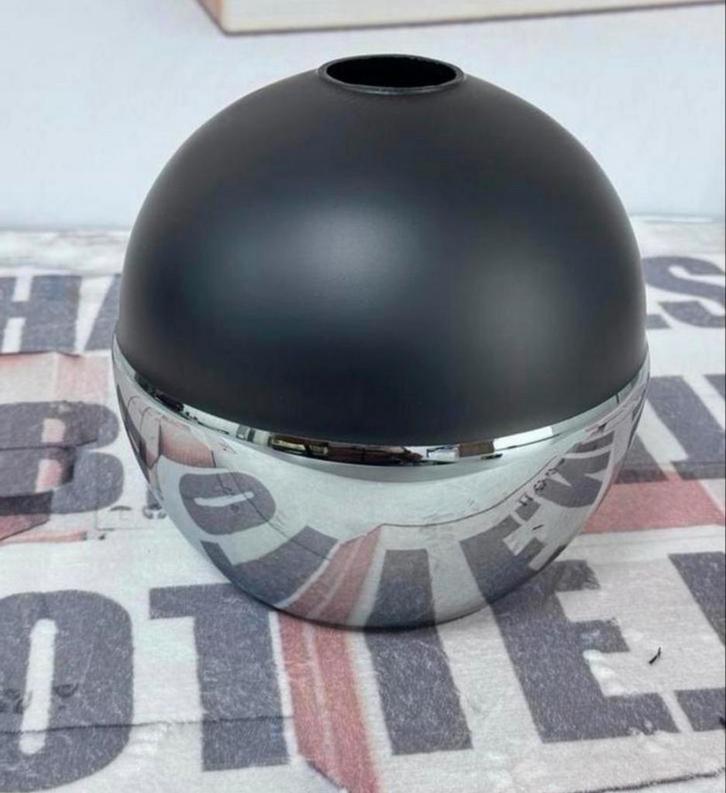 Luxe bol-rond ronde Lampenkap lamp mat-zwart chrome chroom, Huis en Inrichting, Lampen | Lampenkappen, Nieuw, Minder dan 25 cm