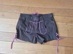 Lederhosen Stijl Shorts - Bruin met Roze Oktoberfeest tracht, Carnaval, Nieuw, Ophalen of Verzenden, Kleding