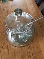 Glazen bowlpot met lepel en 6 glazen, Zo goed als nieuw, Ophalen