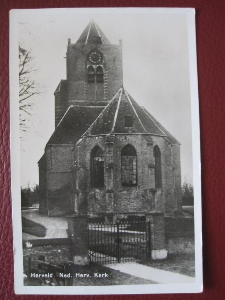 Oude ansichtkaart: Schoolstraat Herveld Ned. Herv. Kerk, Verzamelen, Ansichtkaarten | Nederland, Ongelopen, Gelderland, 1940 tot 1960
