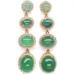 oorbellen 925 zilver met mooi Aventurijn 51 mm lang top, Nieuw, Ophalen of Verzenden, Met edelsteen, Knopjes of Stekers