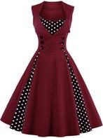 Rode stippen jurk rockabilly vintage dames vrouwen retro, Verzenden, Nieuw, Rood, Knielengte