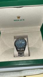 Rolex Zilver Horloge Arabische Cijfers Blauwe Binnenkant, Staal, Rolex, Polshorloge, Ophalen of Verzenden