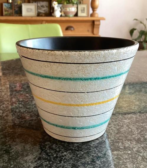 Plantpot, bloempot, Adco, wit, groen, geel, zwart, vintage, Huis en Inrichting, Kamerplanten, Ophalen