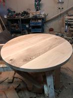 ronde industriële eiken tafels 6cm massief, Nieuw, 100 tot 150 cm, 150 tot 200 cm, Rond
