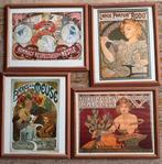 Art Nouveau posters - inclusief lijst (4 stuks), Antiek en Kunst, Ophalen