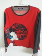 Vintage dames shirt jaren 80, met applique gezicht, Ophalen of Verzenden, Zo goed als nieuw, Maat 38/40 (M), Korte mouw