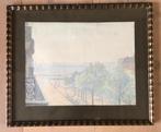 Jules Tiezzo - Aquarel - Uitzicht van balkon, Antiek en Kunst, Kunst | Schilderijen | Klassiek, Ophalen of Verzenden