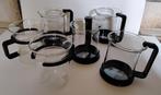 6 vintage theeglazen met kunststof houder Bodum Zwitserland., Huis en Inrichting, Keuken | Servies, Glas of Glazen, Gebruikt, Ophalen of Verzenden