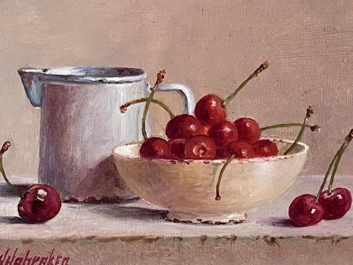 Hans Habraken, stilleven schaaltje kersen en kan, Antiek en Kunst, Kunst | Schilderijen | Klassiek, Ophalen