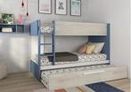 Jules stapelbed met slaaplade - 90x200 - Blauw, Niet ingevuld, Niet ingevuld, Nieuw, Ophalen of Verzenden