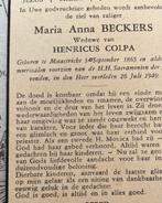 Maria Anna Beckers 1865 Maastricht, Ophalen of Verzenden