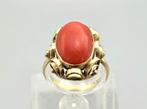 Gouden vintage ring met bloedkoraal. 2025/552., Ophalen of Verzenden, Goud, Ring, Met edelsteen