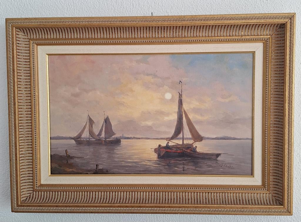 Jan Schaeffer, Zeilboten op de Plas., Ophalen of Verzenden