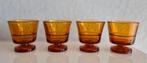 Vier Amberkleurige Duralex eierdopjes, Overige typen, Ophalen of Verzenden, Zo goed als nieuw, Overige stijlen