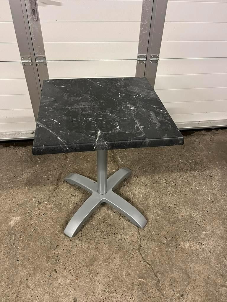 14 zwarte bistro horeca terras tafels 60x60 cm marmerlook, Tuin en Terras, Tuinmeubel-accessoires, Zo goed als nieuw, Ophalen