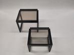 Vintage paar bijzettafeltjes glas nesting tables tafeltjes, Gebruikt, Minder dan 45 cm, ., Ophalen of Verzenden