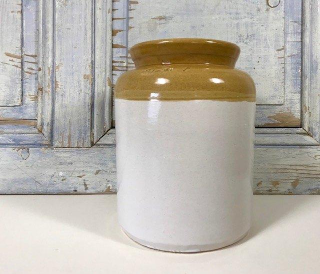 Steengoed pot half geglazuurde vaas grès pot zandkleur oker, Antiek en Kunst, Antiek | Keramiek en Aardewerk, Ophalen of Verzenden