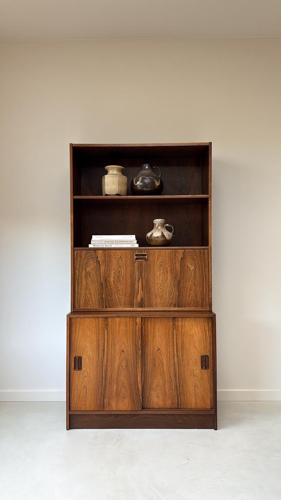 Vintage houten palissander kast, Ophalen, Met deur(en), Vintage, 50 tot 100 cm