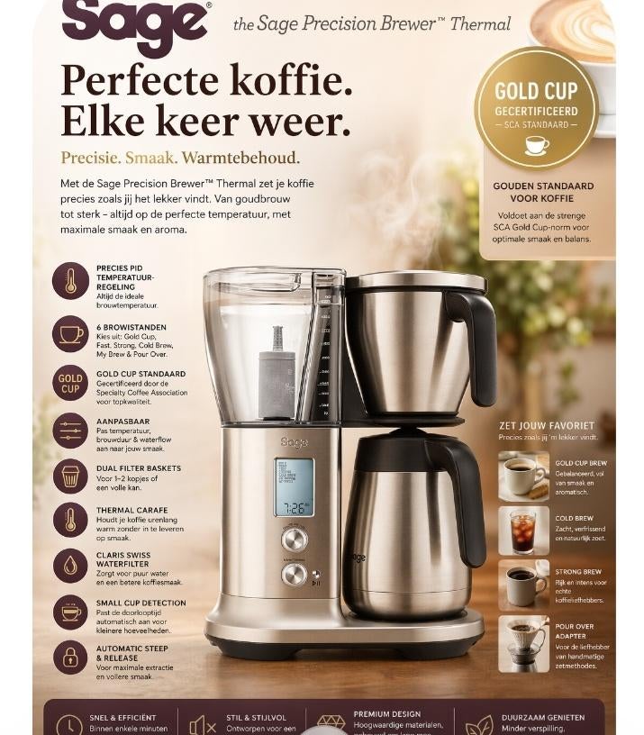 Sage koffiezet apparaat, Witgoed en Apparatuur, Koffiezetapparaten, Ophalen of Verzenden, Nieuw, Koffiemachine, Gemalen koffie