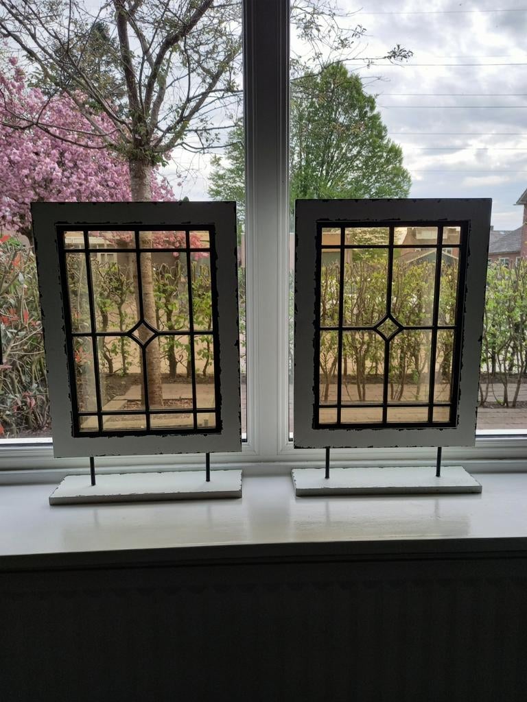 Twee raamschermen als glas-in-loodeffect, Huis en Inrichting, Woonaccessoires | Kamerschermen, Ophalen, Gebruikt