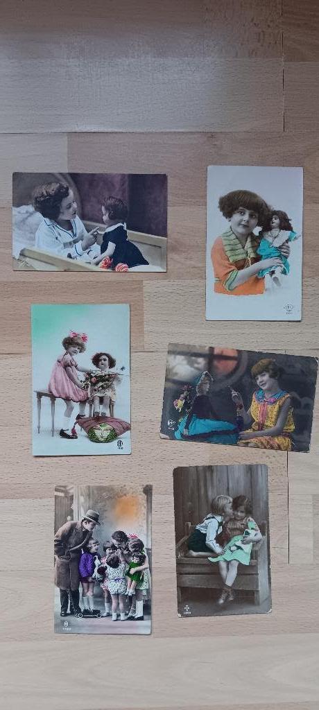 6 oude ansichtkaarten, Verzamelen, Verzenden, 1920 tot 1940, Kinderen