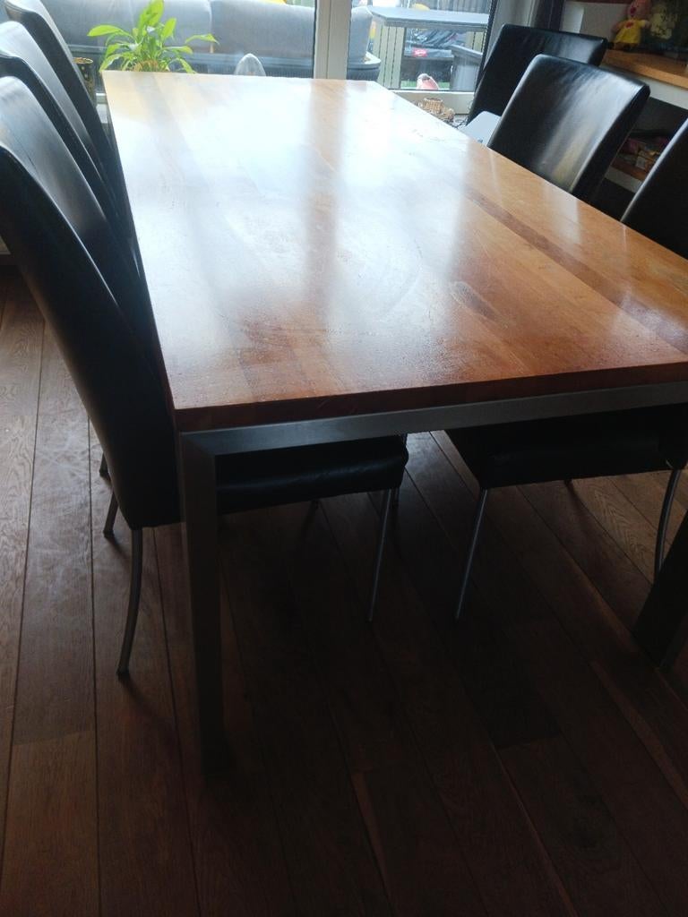 Eettafel Bert Plantagie Bridge RVS, Huis en Inrichting, Tafels | Eettafels, Ophalen, Gebruikt, 200 cm of meer, 50 tot 100 cm