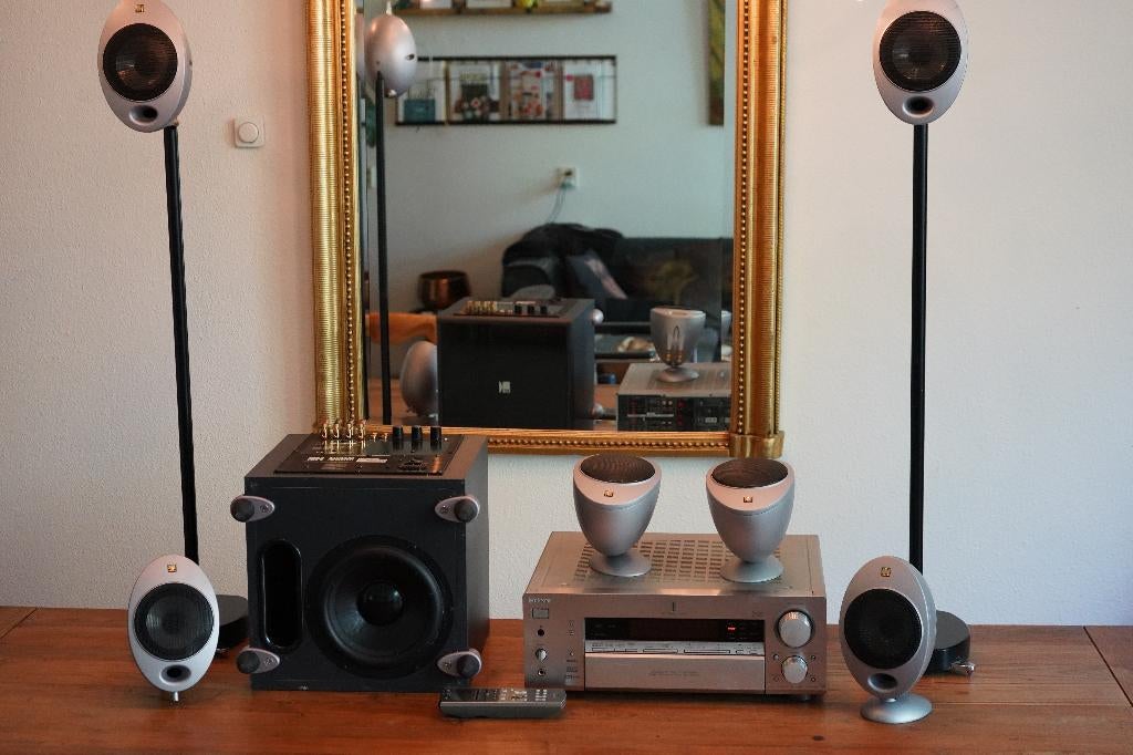 Sony str-db1080 versterker met Kef surround set en subwoofer, Ophalen, Gebruikt, 70 watt of meer, 5.1-systeem