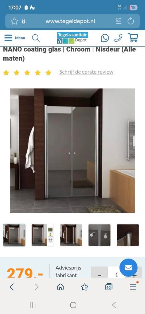 Nieuwe dubbele douchedeur 88-92 cm in verpakking, Doe-het-zelf en Verbouw, Sanitair, Ophalen, Nieuw, Glas, Douche