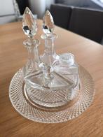 Vintage glazen kaptafelset op schotel – compleet – art deco, Antiek en Kunst, Ophalen of Verzenden