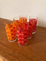 Set 6/ Vintage longdrinkglazen in rood & oranje, Ophalen of Verzenden, Zo goed als nieuw, Overige typen