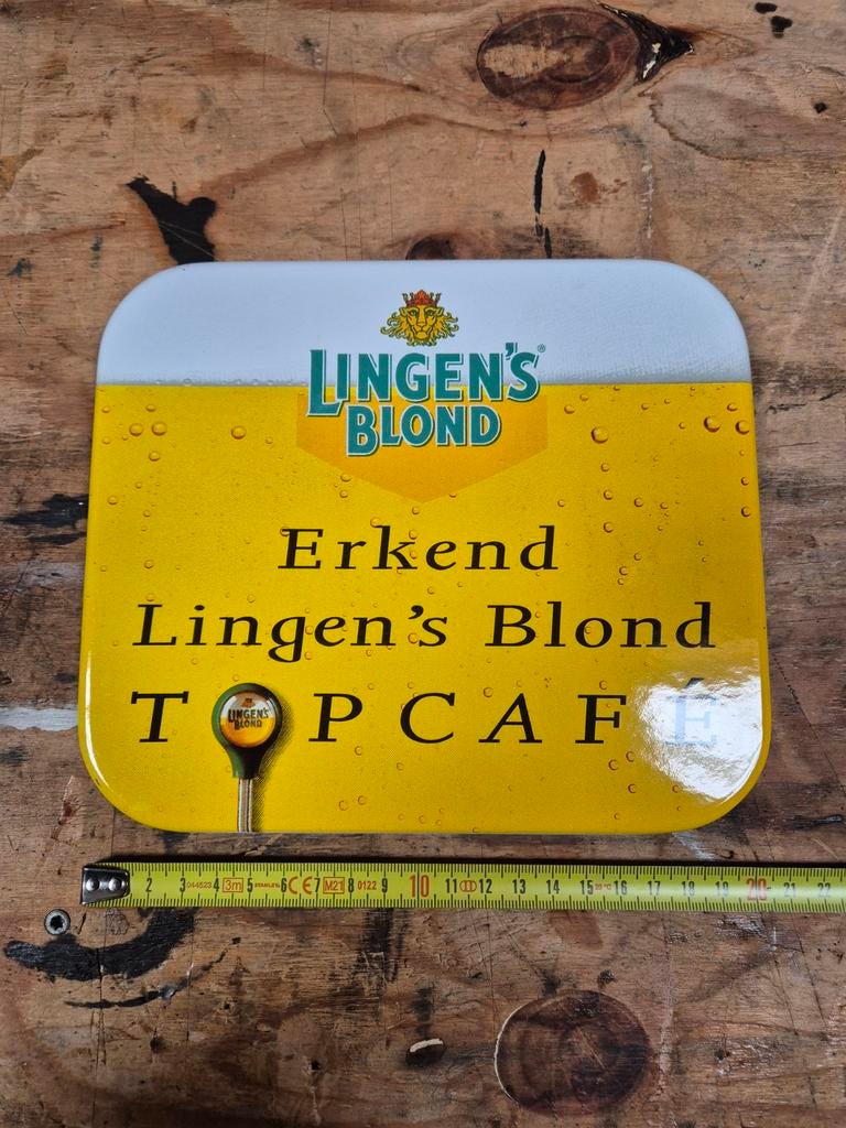 Emaille bord Lingen's Blond Heineken, Ophalen, Gebruikt, Reclamebord, Plaat of Schild, Heineken
