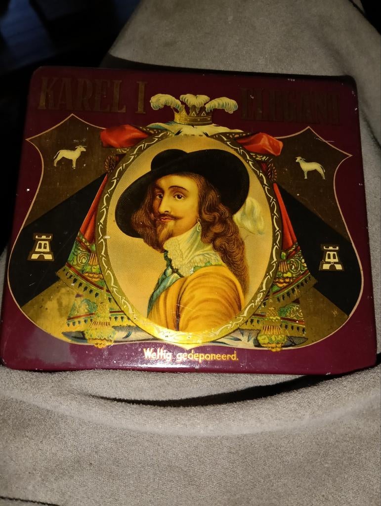 Vintage Karel I Elegance sigarenblik, Verzamelen, Blikken, Gebruikt, Overige, Overige merken, Ophalen of Verzenden