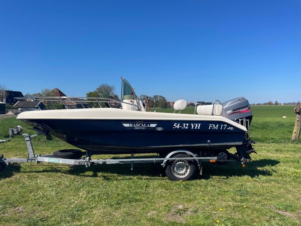 Rascala FM17 consoleboot inclusief geremde trailer, Ophalen, Gebruikt, 50 pk of meer, Snelvarend