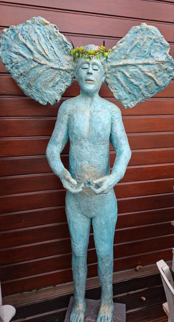 Uniek Groot Sculptuur - Bescherming & Luisteren, Antiek en Kunst, Kunst | Beelden en Houtsnijwerken, Ophalen of Verzenden