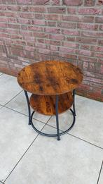 Industriële Ronde Bijzettafel Sidetable Zwart / Hout 55cm, Huis en Inrichting, Tafels | Sidetables, Overige houtsoorten, 50 tot 100 cm